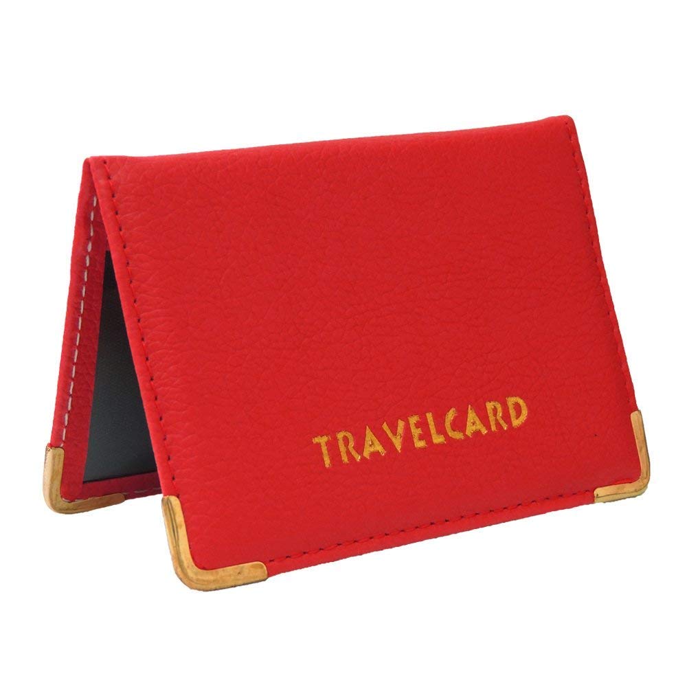 Soft Leather Travel Card Bus Pass Credit Card ID Card Wallet Cover Case Holder by Kwik Buy (Red)