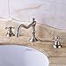 Rozin Widespread 3 Holes Bathroom Sink Faucet Dual Cross Knobs Vanity Mixing Tap Brushed Nickel