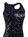 Vijiv 1920s Gastby Sequined Embellished Fringed Paisley Flapper Dress Blue XXL