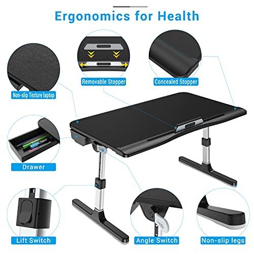 COKWEL Laptop Bed Tray Desk, PVC Leather Portable Breakfast Table