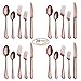 Rose Gold Silverware Set, Onlycooker 20 Pieces Flatware Cutlery Utensils Sets 18/0 Stainless Steel Dinnerware Service for 4 Include Knife Fork Spoon for Kitchen Dishwasher Safe (Mirror Polished)