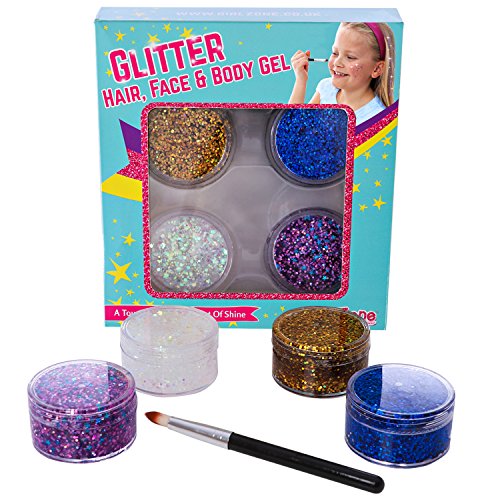 GirlZone: Face, Hair & Body Cosmetic Glitter Makeup. Great Birthday Present Gifts Idea For Girls 4 5 6 7 8 9 10+ Years Old