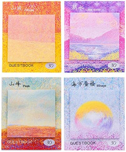 ERCENTURY Creative Sticky Notes in 4 Different Painting Styles (30 Sheets per Style, 120 Sheets in Total)