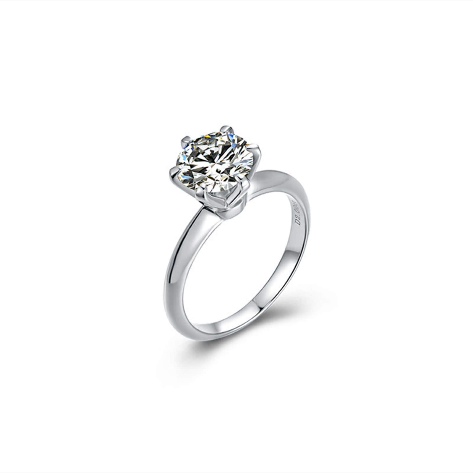 Aokarry Women Wedding Engagement Ring 18k White Gold 6-Prong Round Shape Moissanite0.5ct-2ct
