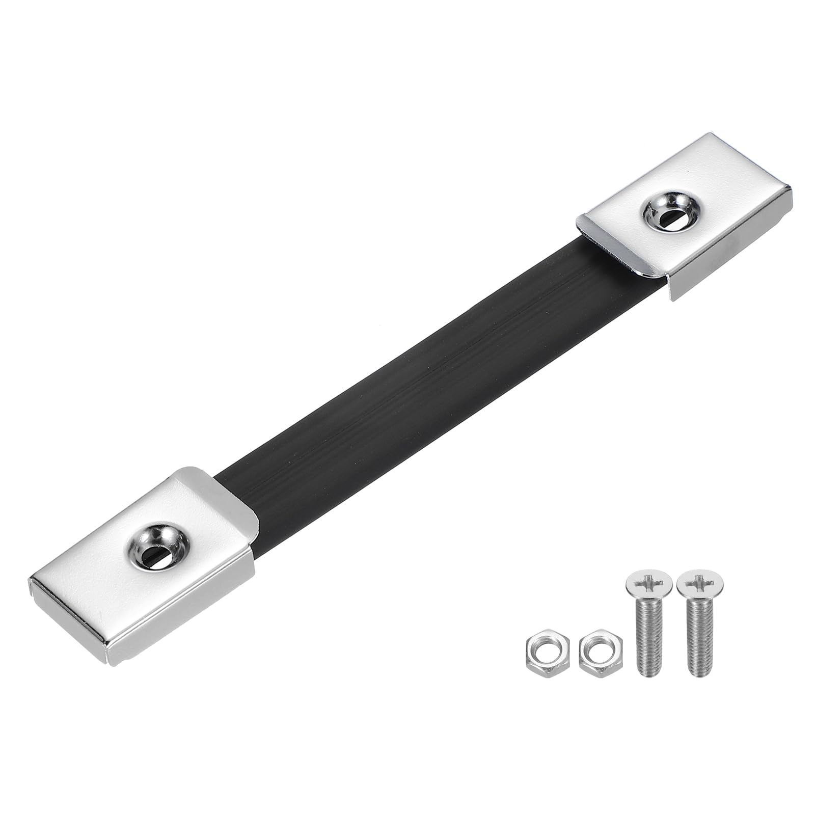 PATIKIL Handle Strap Replacement 7.8 Inch, Rubber Amplifiers Speaker Cabinet Strap Handle with Metal End Caps and Hardware Accessories, Silver Tone