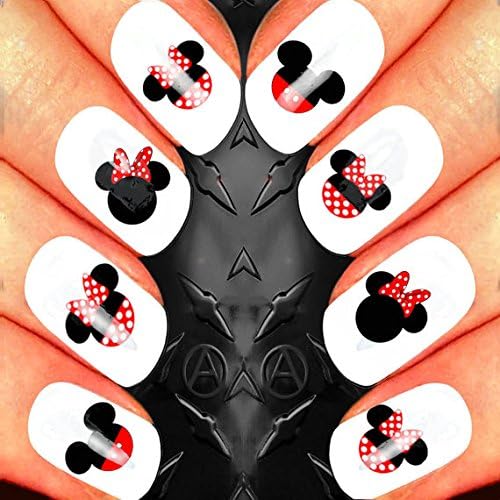 Minnie Mouse Nail Art Waterslide Decals Assortment! - Salon Quality 50 Nail Decals - Mickey Minnie Mouse Ears Head Disney - RED POLKA DOT