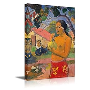 "Woman Holding a Fruit by Paul Gauguin - French Post-Impressionist - Canvas Art Home Art - 12x18 inches