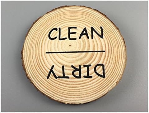 Natural Wood Slice Clean &amp; Dirty Dishwasher Magnet, Non-Scratching Magnetic Clean Dirty Sign DIYBOTTLE