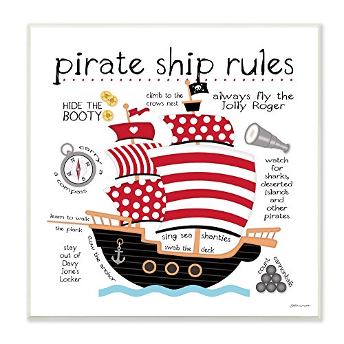 Stupell Home DÃ©cor Pirate Ship Rules Wall Plaque Art, 12 x 0.5 x 12, Proudly Made in USA