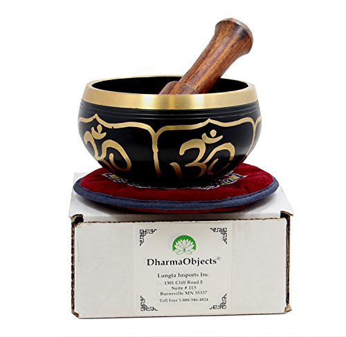 Relaxing Yoga Meditation Om Peace Singing Bowl / Silk Cushion / Rosewood Mallet Set