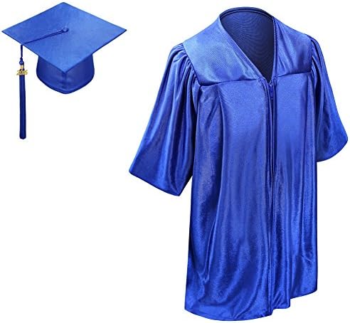 Doraemall Kids Graduation Gown Cap Tassel 2017-Neck Piping(Royal Blue)