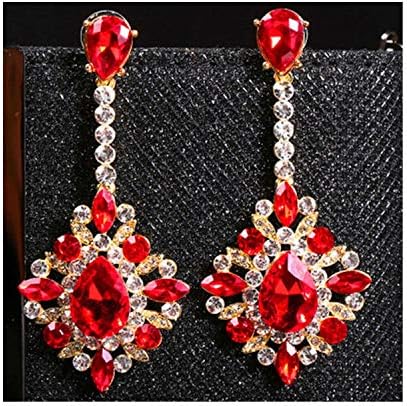 Oxidized Gold Silver AAA+ Swiss Zircon Red Blue Multicolor Crystal Australian diamond Fancy Party Wear Flower Design Long Earrings For Women And Girls karva chauth Diwali Gift