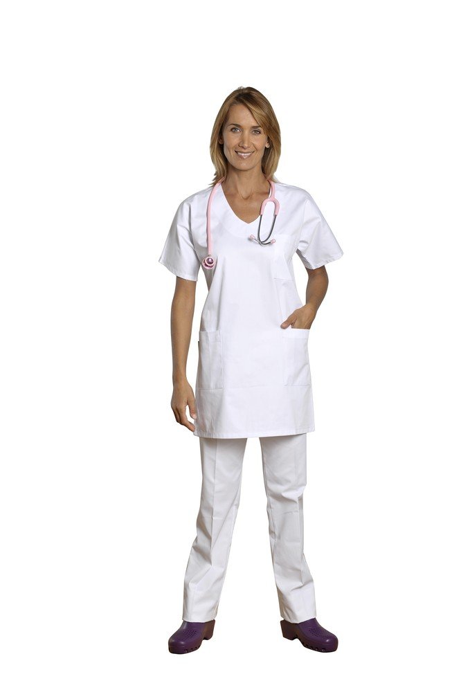 Holtex watl07 _ 94 Marinière Men Clothing Twill, Atlantic, V-Neck, Short Sleeve, White, Size 4