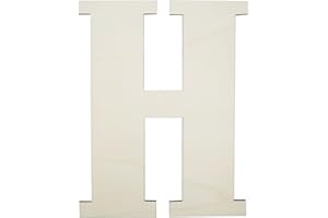 SMANTA Big Unfinished Wooden Letters for Wall Decor 12 Inch Large Wooden Alphabet Blank Unfinished Wooden Letters for Craft Projects Birthday Party Wedding Wine Bar Sign - H