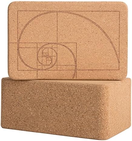 Peace Yoga Set of 2 Cork Wood Yoga Blocks with Premium Designs - Choose Your Size and design