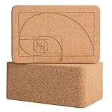 Peace Yoga Set of 2 Cork Wood Yoga Blocks with Premium Designs - Geometry