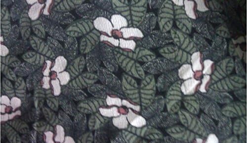 Green Leaves and White Oleander Flowers Print on Rayon Crepe Fabric 58" Width - Sold by the Yard