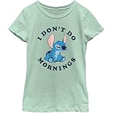 Disney Lilo & Stitch Stitch Mornings Girl's Solid Crew Tee