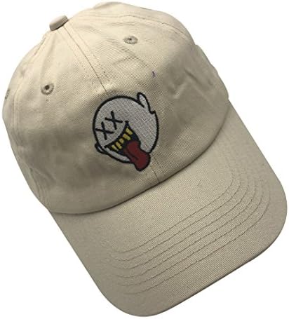 Distressed Boo Dad Hat Embroidered Baseball Cap Cotton Hat Ponytail for Men and Women Cream