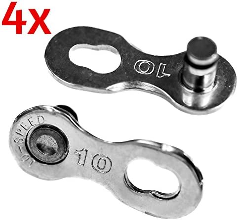 Positz Bicycle Quick Master Links Reusable Compatible with 10 Speed Shimano Road Bike Chains, Pack of 4 Pairs