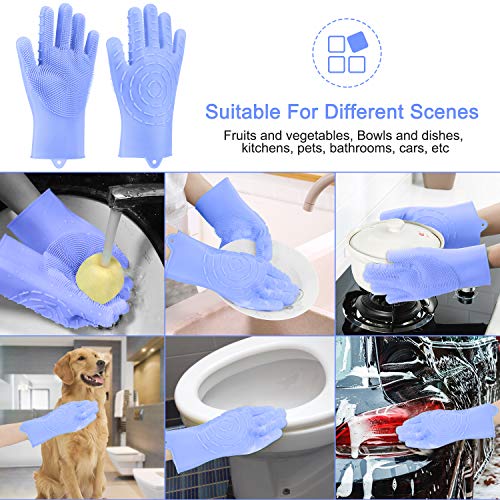 Magic Silicone Cleaning Gloves | 2019 Upgrade Version 2-Sided Multi-Function Dishwashing Gloves, Optimized Scrubber&Size, Reusable&Heat Resistant | Kitchen Brushes for Dishes, Vegetable, Fruit - Thumbnail 5