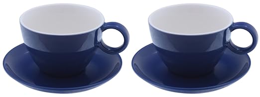 Milchkaffeetasse mit Untertasse blau Set