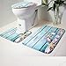 GBSELL 3pcs/set Bathroom Non-Slip Blue Ocean Style Pedestal Rug + Lid Toilet Cover + Bath Mat (A)