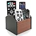 Coideal Remote Control Holder Caddy Wood, Rotating Wooden Pen Pencil Holder Organizer Medium Revolving Desktop Office Supplies Storage for Table (4 Compartments)