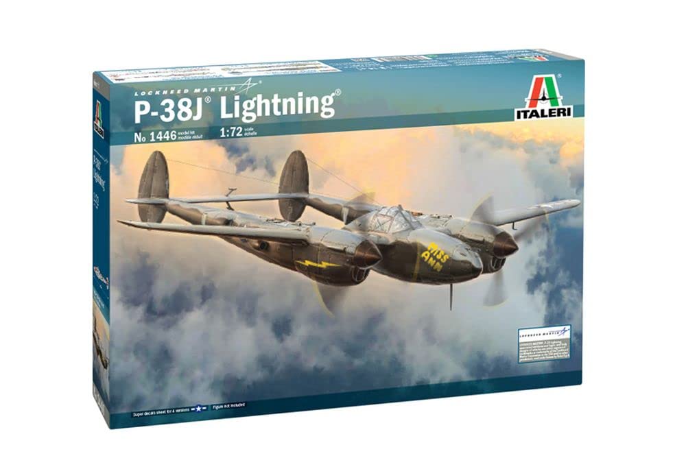 Italeri 1:72 US P-38J Lightning, Model Building Kit, Standing Model Building, Crafts, Hobby, Gluing, Plastic Kit, Detailed