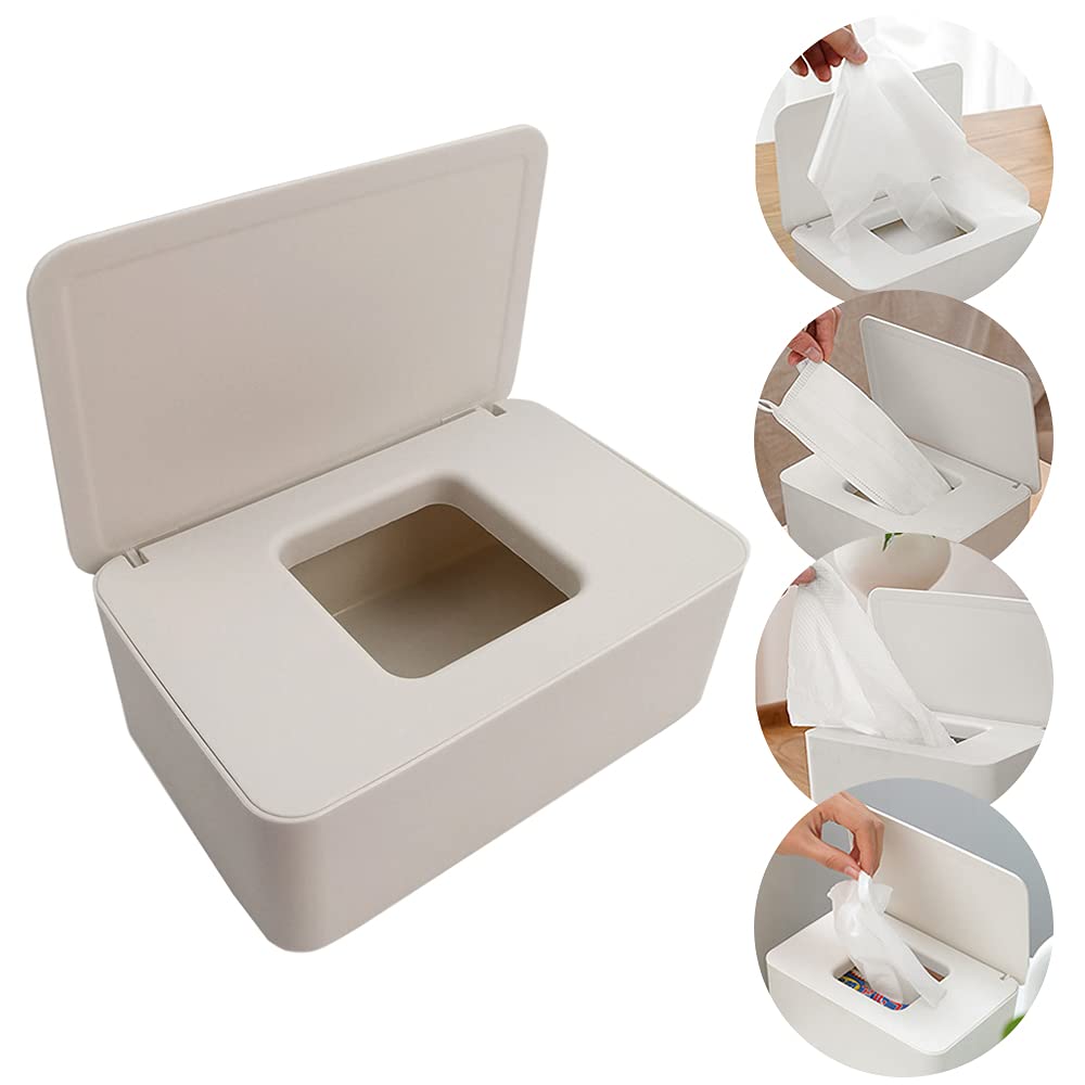 Wet Tissue Box, Baby Towel Box Dispenser Box for Wet Wipes Case with Lid, for Home Office (White)
