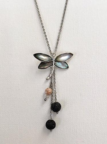 Abalone Dragonfly Aromatherapy Necklace - Diffuser Necklace for Essential Oils - Aromatherapy Jewelry