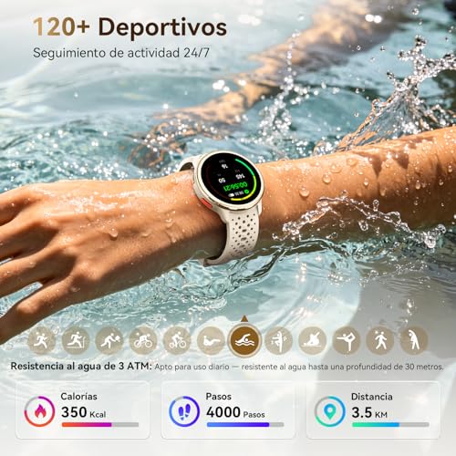 Women's Smart Watch 1.27 Inch Smartwatch Round Man 2 Straps, Sleep Monitor Health and Fitness Functions 120+ Sports Modes 3ATM Waterproof for iPhone/Samsung/Android Beige