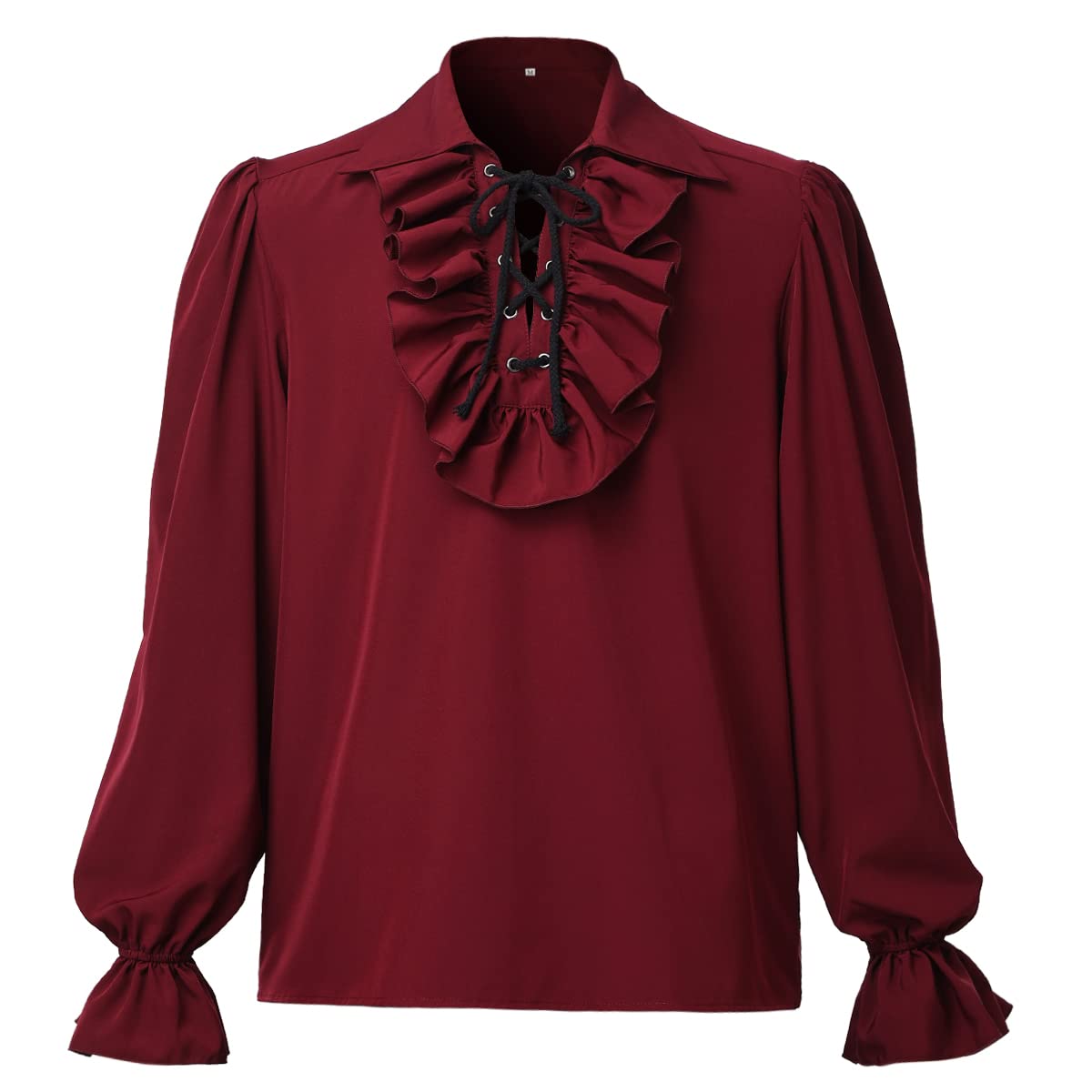 COSDREAMER Mens Renaissance Costume Poets Shirt Medieval Pirate Tops Blouse (Wine red, M) — image 1
