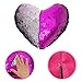 U-miss Mermaid Pillow with Pillow Insert, Two-Color Decorative Heart Shape Reversible Sequin Pillow 13''×15'' (Heart-Shaped, Silver-Rose Red)