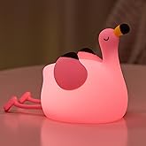 DADYLOBO Pink Flamingo Night Light for Kids, Dimmable Silicone LED Baby Nursery Night Light, Funny Nightlight Girls Trendy Gifts, Rechargeable Bedside Lamp Kawaii Pink Decor for Bedroom Home Office