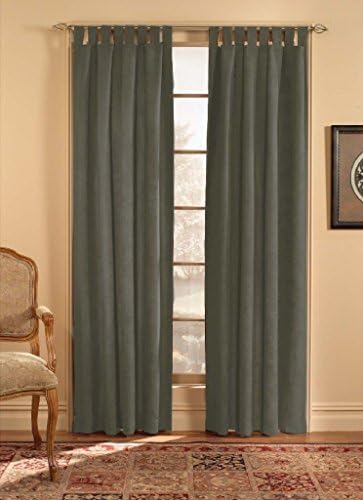 CHF & You Ultra Suede Tab Top Window Curtain Panel, Brown, 50-Inch X 120-Inch