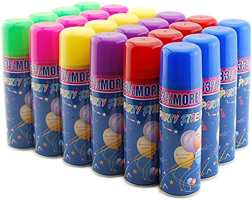 96 Pack of Party Streamer Spray String in a Can Children's Kid's Party Supplies, Perfect for Parties/Events - Thumbnail 2