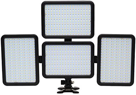 INSEESI IN-204 Photographic LED Video Light 204 Bulbs Dimmable 3200K~5500K for Canon Nikon DSLR Camera Video Camcorder Compatible for AA Battery Pack Sony NP-F NP-FM NP-H Series Battery (4pack)