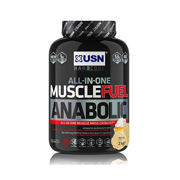 USN Muscle Fuel Anabolic Vanilla All-in-one Protein Powder Shake (2kg): Workout-Boosting, Anabolic Protein Powder for…