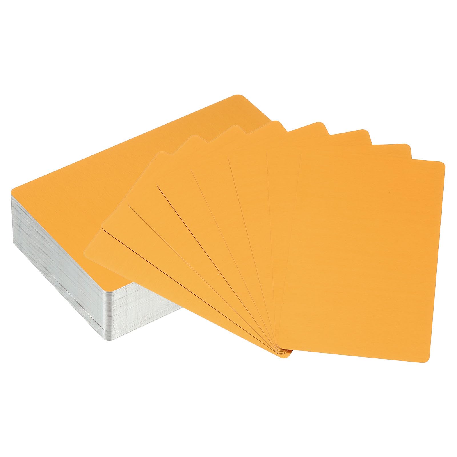 PATIKIL 100 Pack Metal Business Cards Blank, 0.21mm Thick 3.4x2.1 Inch Aluminum Laser Engrave Printable Name Card for Custom DIY, Orange