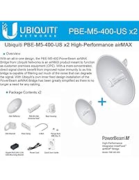 Ubiquiti pbe m5   400 (2 unidades) POWERBEAM M5 25dBi 5 GHz Airmax CPE 400 mm 150 + Mbps