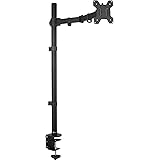 WALI Single LCD Monitor Desk Mount Extra Tall Stand Fully Adjustable Fits One Screen up to 27", Full Motion, Tilt, Swivel, Rotate, 22 lbs Capacity, C-Clamp Base and Optional Grommet Base WL-M001XL