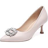 HeySiMey Stiletto Pumps for Women Genuine Leather Pointy Toe Kitten Heels Elegant Gorgeous Closed Toe Slip On Solid Low Heel for Business Casual Ladies Wedding Dress Shoes