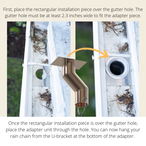 Jitane Rain Chain Gutter Adapter Kit Stainless Steel Offset for