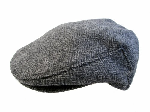 John Hanly Men's Irish Hat 100% Wool Grey Herringbone Made in Ireland