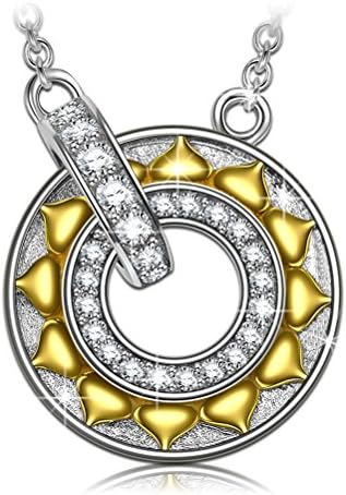 PRINCESS NINA Women Circle Necklace 925 Sterling Silver Sparkling Cubic Zirconia Gold Plated Pendant, Christmas Gifts, Elegant Jewellery Box, Every Special Moment