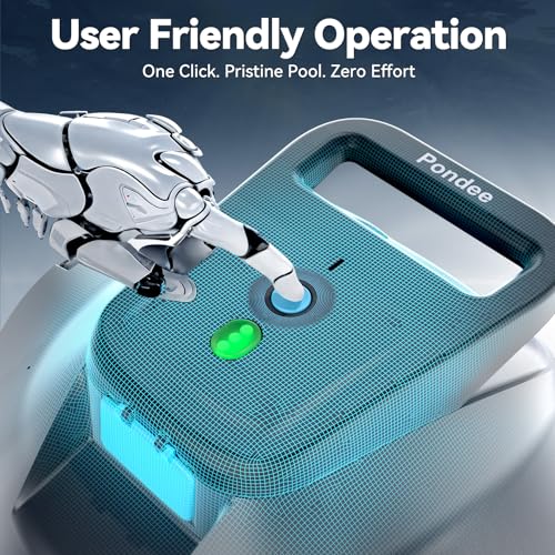 (2026 Upgraded) Pondee X1 Robotic Pool Vacuum, Cordless Pool Cleaner with 120-Min Runtime, Auto-Parking, 2.5h Fast Charging, for Above-Ground & Flat-Bottom Inground Pools up to 850 sq.ft