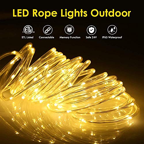 LED Lichtschlauch 200Leds Warmweißes Wasserdicht Deko für Innen Außen Garten Party Hochzeit Weihnachts (LED Lichtschlauch)