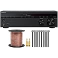Sony STR-DH790 4K 7.2-Channel Surround Sound Home Theater AV Receiver with Speaker Wire, Banana Plugs (5 Pairs) and Fastening Cable Ties Bundle (3 Items)