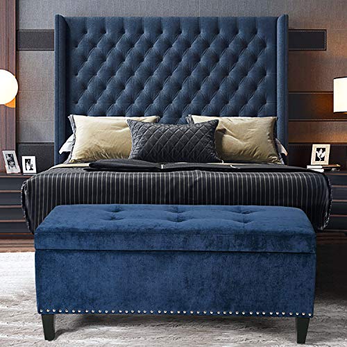 Joveco Storage Ottoman Bench Microfiber Rectangular Button Tufted